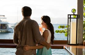 Couple drinking on Cooper Island