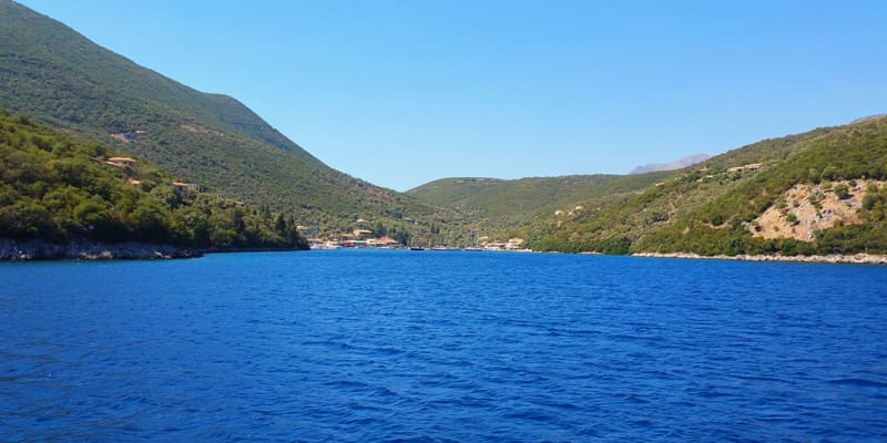 dark blue waters of Lefkas