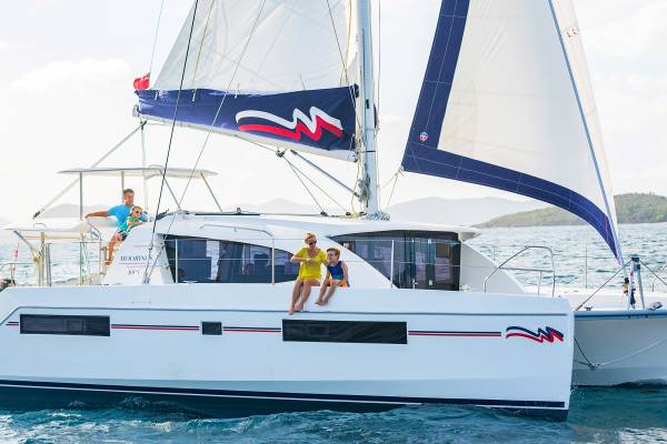 Moorings yacht sailing at sea